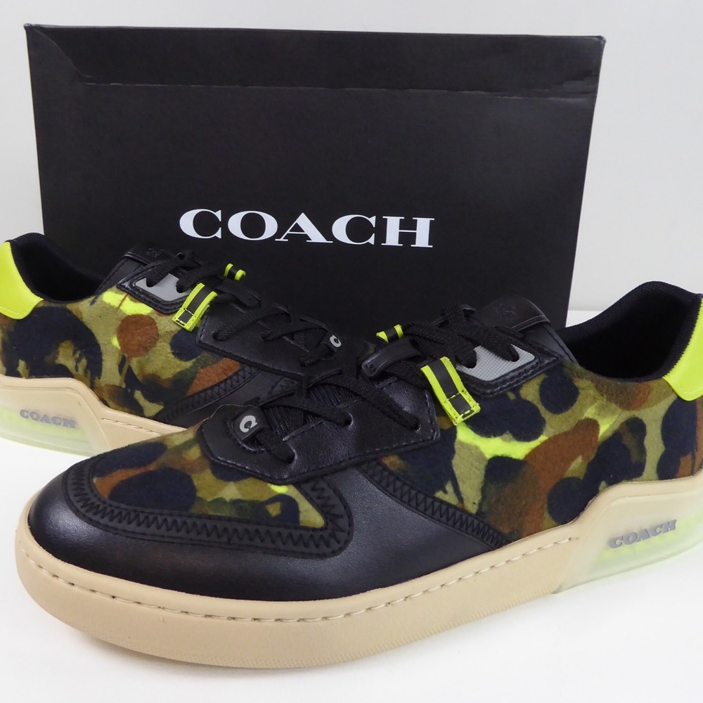 Coach Citysole Camo Print Fabric & Leather Court Sneaker Tennis Shoes NIB 9.5